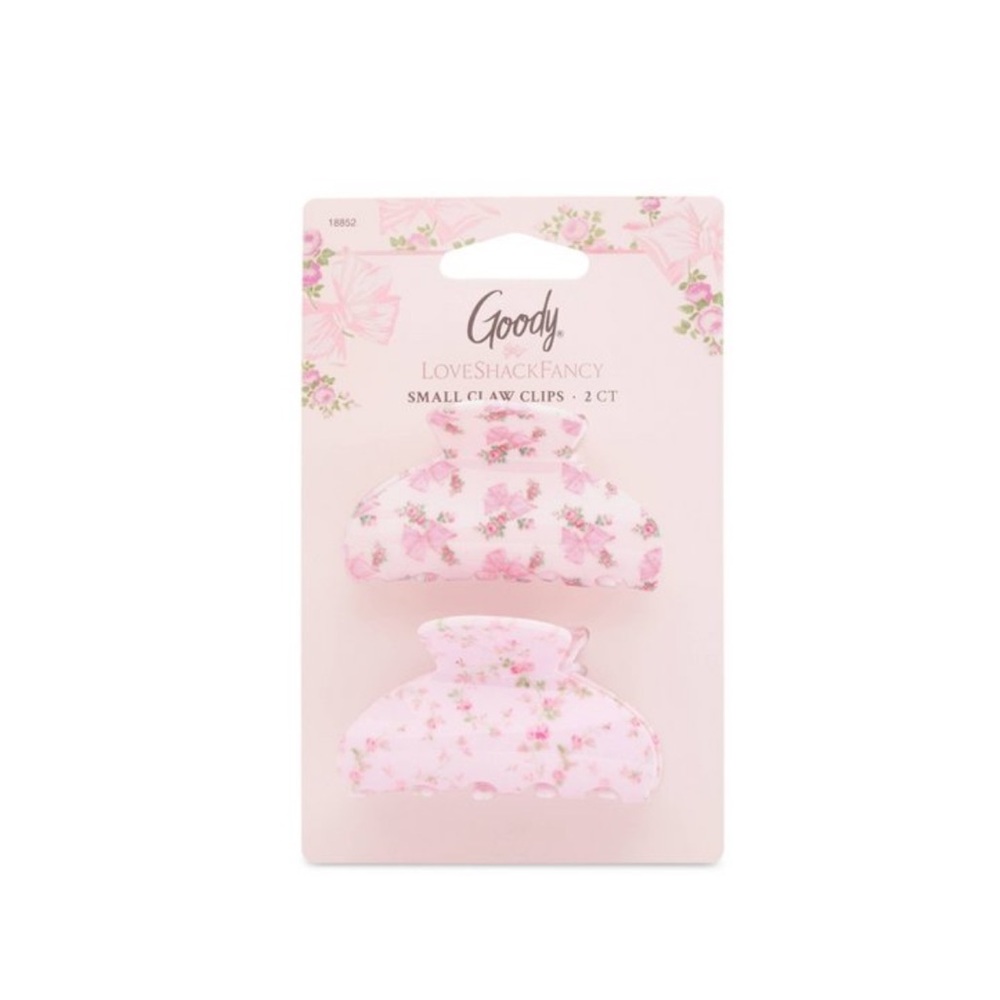 Goody x LoveShackFancy Small Claw Clips - Rosa Beaux and English Ivy Pink 2 ct